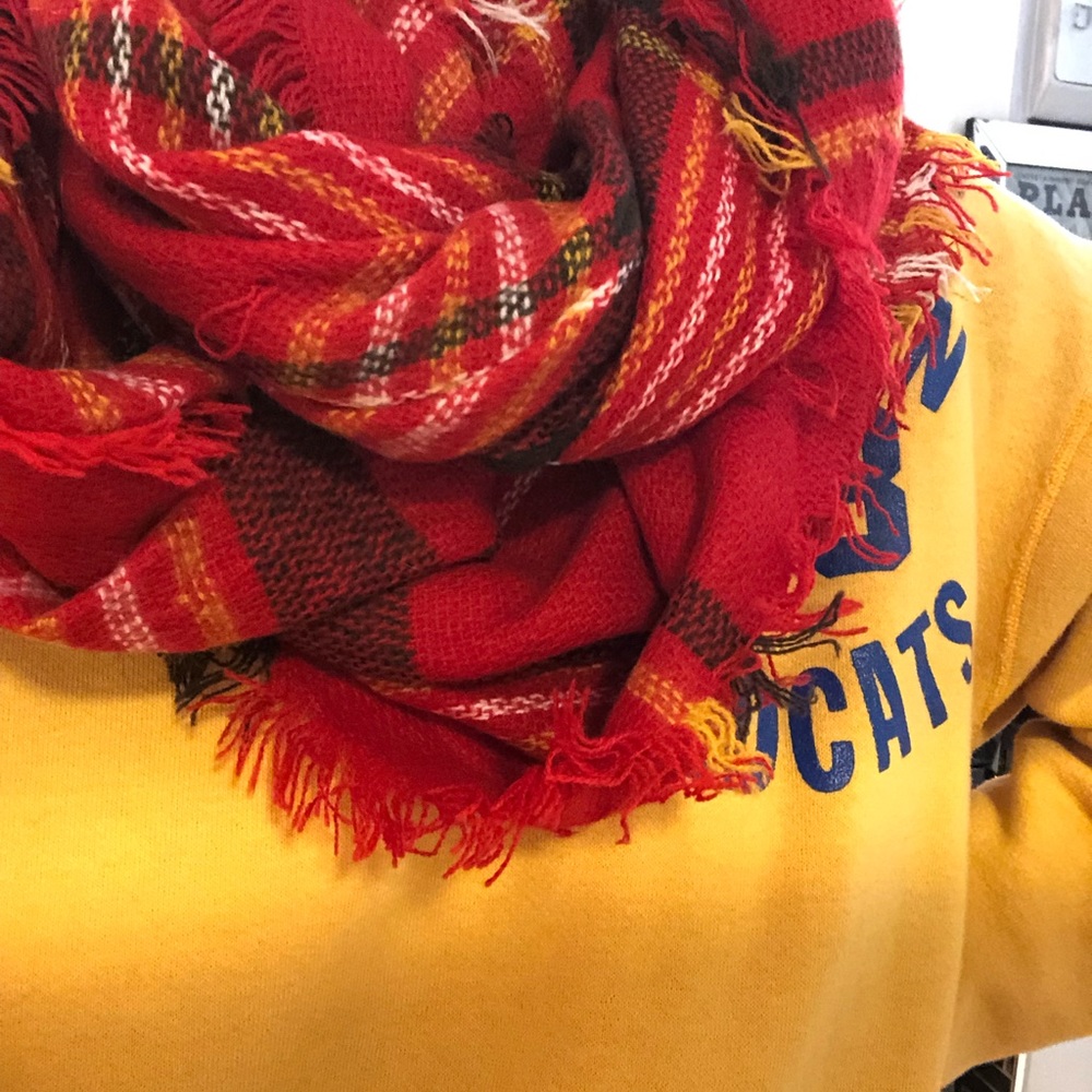 Red plaid infinity scarf